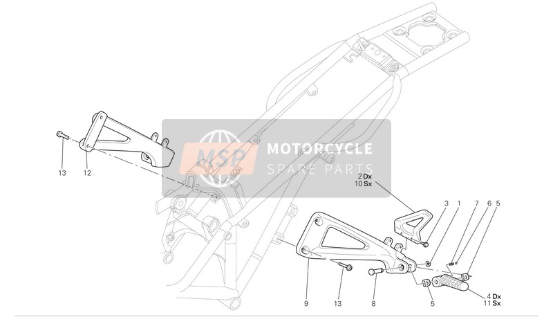 Ducati MONSTER S4RS Eu 2007 Reposapiés traseros para un 2007 Ducati MONSTER S4RS Eu