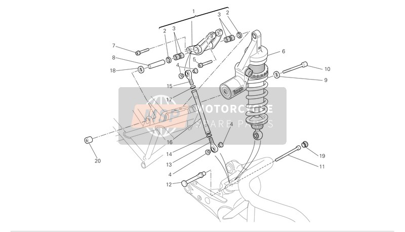 Ducati MONSTER S4RS Eu 2007 Sospensione posteriore per un 2007 Ducati MONSTER S4RS Eu