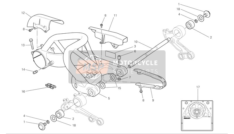 Ducati MONSTER S4RS Eu 2007 Schwinge und Antriebskette für ein 2007 Ducati MONSTER S4RS Eu