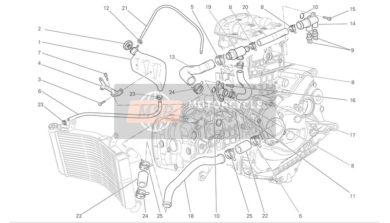 Ducati MONSTER S4RS Eu 2008 Sistema de refrigeración para un 2008 Ducati MONSTER S4RS Eu