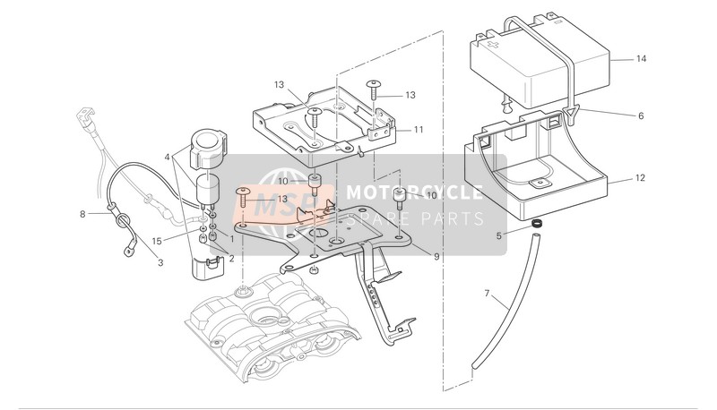 Ducati MONSTER S4RS Eu 2008 Supporto batteria per un 2008 Ducati MONSTER S4RS Eu