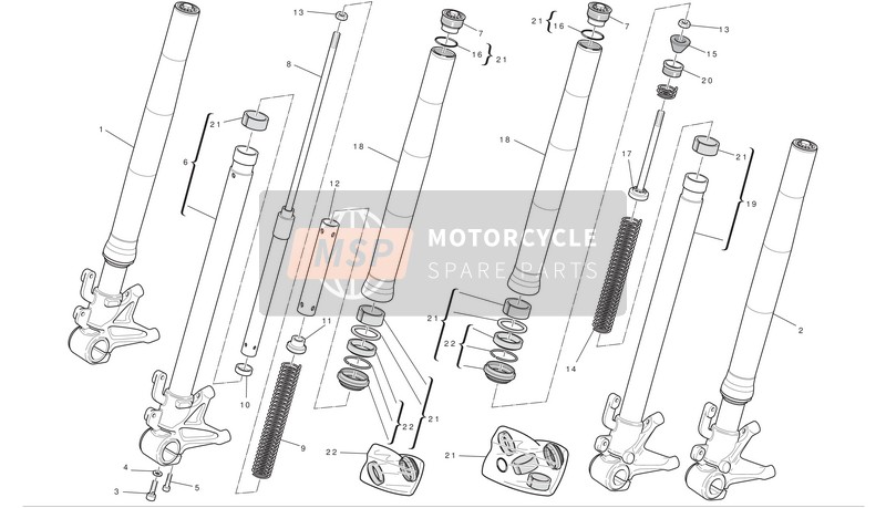 Ducati MONTER 696 ABS Eu 2011 Voorvorken voor een 2011 Ducati MONTER 696 ABS Eu