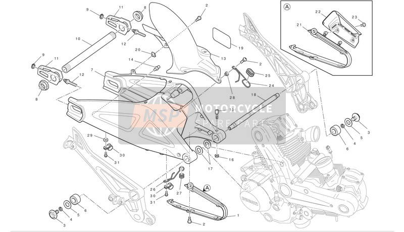 Ducati MONTER 696 ABS Eu 2011 Swing Arm And Drive Chain for a 2011 Ducati MONTER 696 ABS Eu