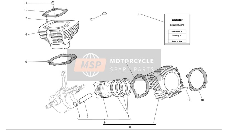 Ducati MULTISTRADA 1000 DS Eu 2003 Cylinders - Pistons for a 2003 Ducati MULTISTRADA 1000 DS Eu