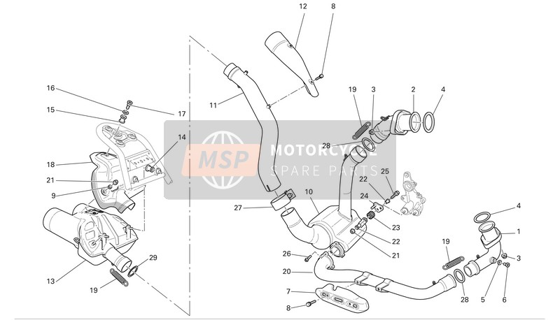 Ducati MULTISTRADA 1000 DS Eu 2003 Système d'échappement pour un 2003 Ducati MULTISTRADA 1000 DS Eu