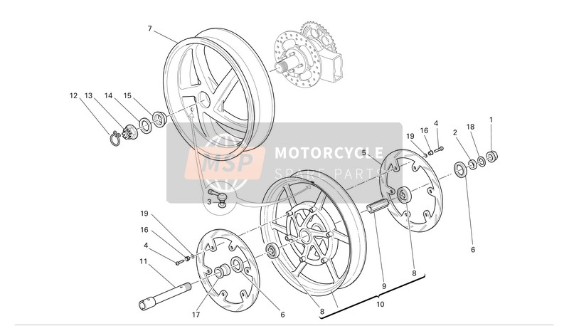 Ducati MULTISTRADA 1000 DS Eu 2003 Ruote anteriori e posteriori per un 2003 Ducati MULTISTRADA 1000 DS Eu