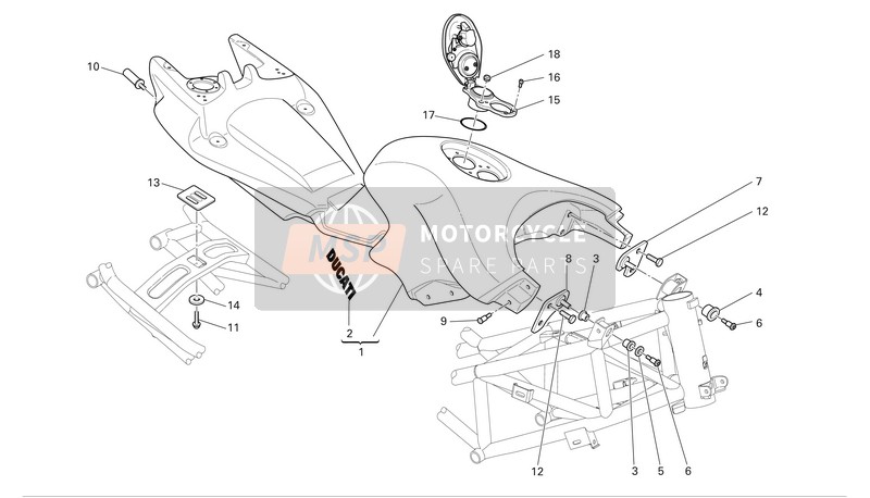 43511151A, Embleem Ducati Zilver, Ducati, 1