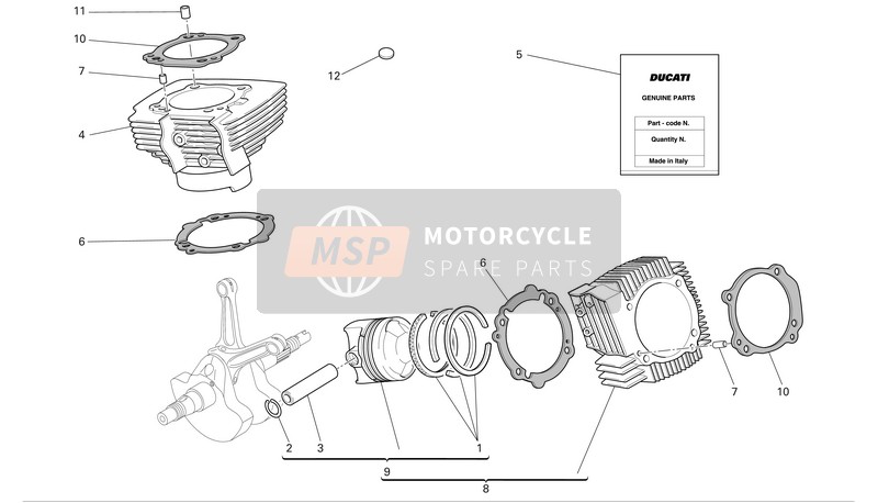 Ducati MULTISTRADA 1000 DS Eu 2005 Cylindres - Pistons pour un 2005 Ducati MULTISTRADA 1000 DS Eu