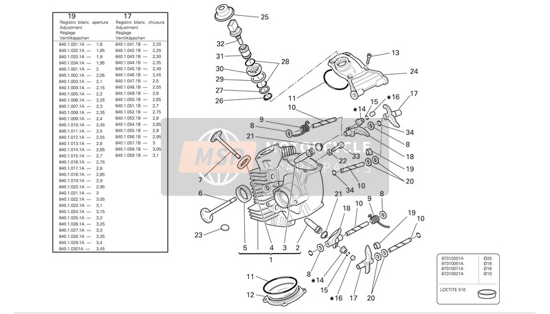 Ducati MULTISTRADA 1000 DS Eu 2005 Horizontal Cylinder Head for a 2005 Ducati MULTISTRADA 1000 DS Eu