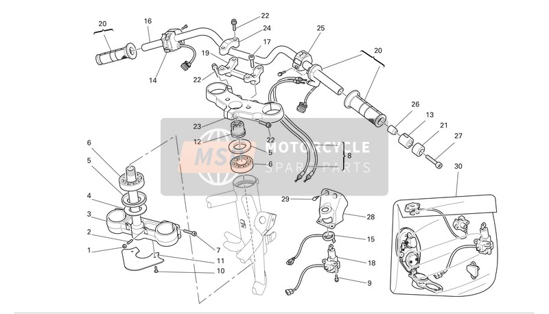 Ducati MULTISTRADA 1000 DS Eu 2005 Guidon et commandes pour un 2005 Ducati MULTISTRADA 1000 DS Eu