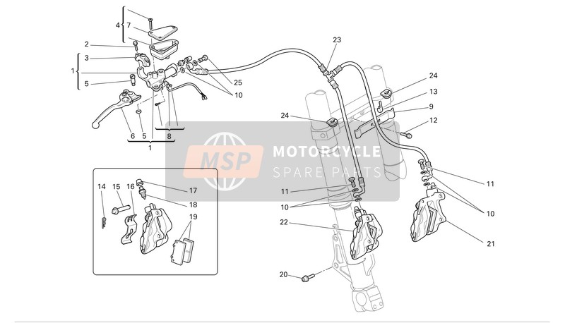 61040711A, Linksvorderbremszange, Ducati, 0