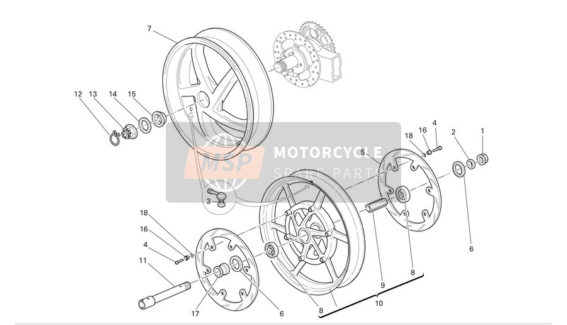 Ducati MULTISTRADA 1000 DS Eu 2006 Ruedas delanteras y traseras para un 2006 Ducati MULTISTRADA 1000 DS Eu