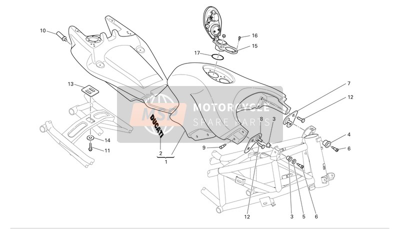 Ducati MULTISTRADA 1000 DS Eu 2006 Réservoir d'essence pour un 2006 Ducati MULTISTRADA 1000 DS Eu