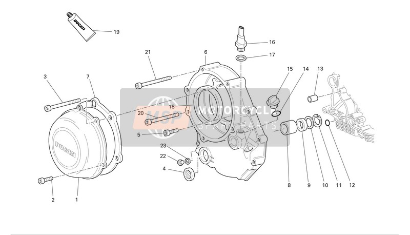 Ducati MULTISTRADA 1000 DS S Eu 2005 Clutch-Side Crankcase Cover for a 2005 Ducati MULTISTRADA 1000 DS S Eu