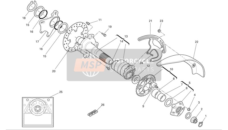 Ducati MULTISTRADA 1000 DS S Eu 2005 Rear Wheel Axle for a 2005 Ducati MULTISTRADA 1000 DS S Eu