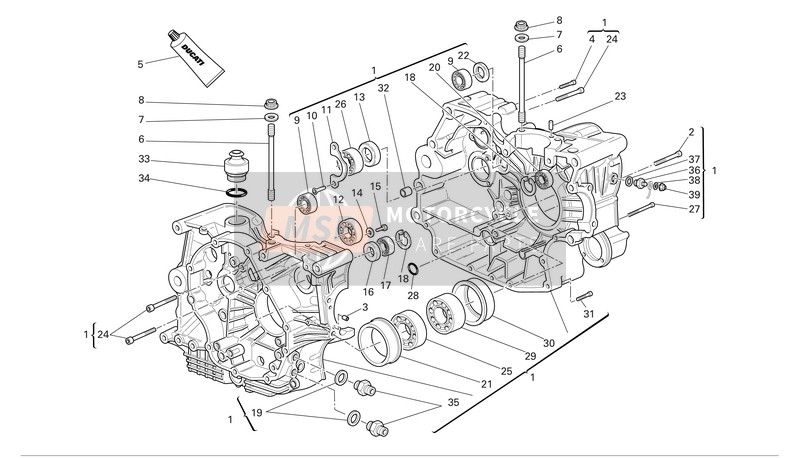 Ducati MULTISTRADA 1000 DS S Usa 2005 Crankcase Halves for a 2005 Ducati MULTISTRADA 1000 DS S Usa