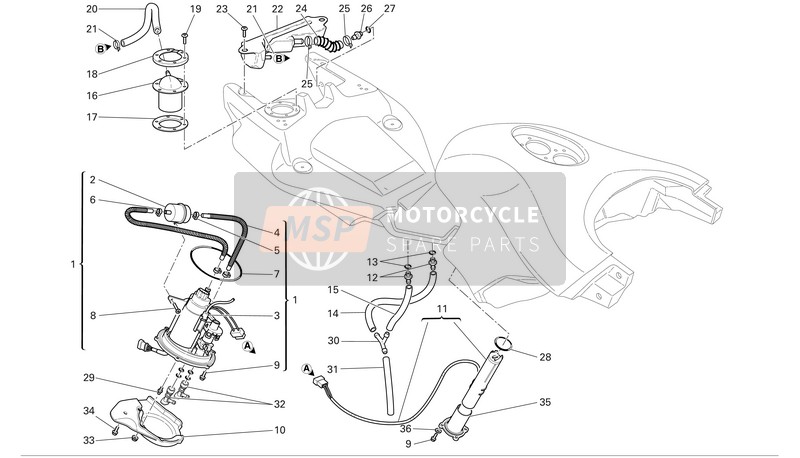 Ducati MULTISTRADA 1000 DS Usa 2004 Sistema de combustible para un 2004 Ducati MULTISTRADA 1000 DS Usa