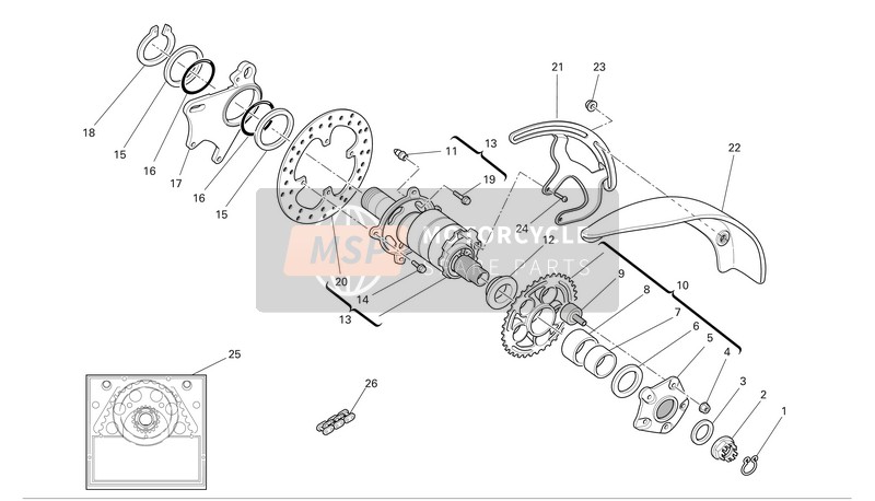 Ducati MULTISTRADA 1000 DS Usa 2004 Rear Wheel Axle for a 2004 Ducati MULTISTRADA 1000 DS Usa