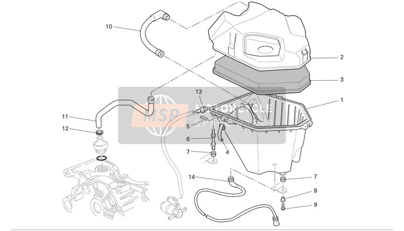 Ducati MULTISTRADA 1000 DS Usa 2005 Prise d'air - Reniflard d'huile pour un 2005 Ducati MULTISTRADA 1000 DS Usa