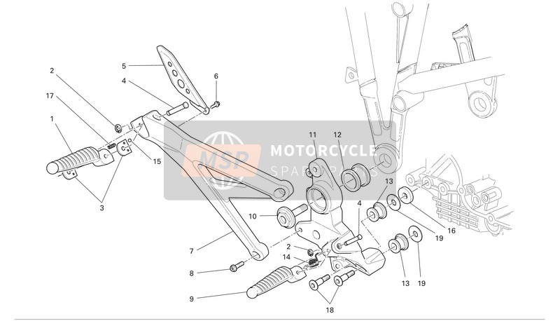 Ducati MULTISTRADA 1000 DS Usa 2005 rechte Fußstütze für ein 2005 Ducati MULTISTRADA 1000 DS Usa