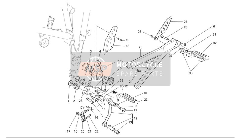 Ducati MULTISTRADA 1000DS S Eu 2006 L.H. Poggiapiedi per un 2006 Ducati MULTISTRADA 1000DS S Eu