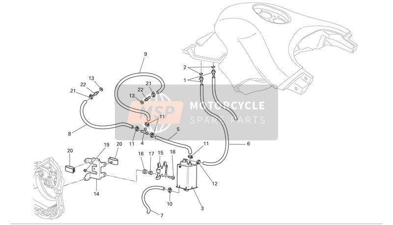 Ducati MULTISTRADA 1000DS S Usa 2006 Evaporative Emissions Canister for a 2006 Ducati MULTISTRADA 1000DS S Usa