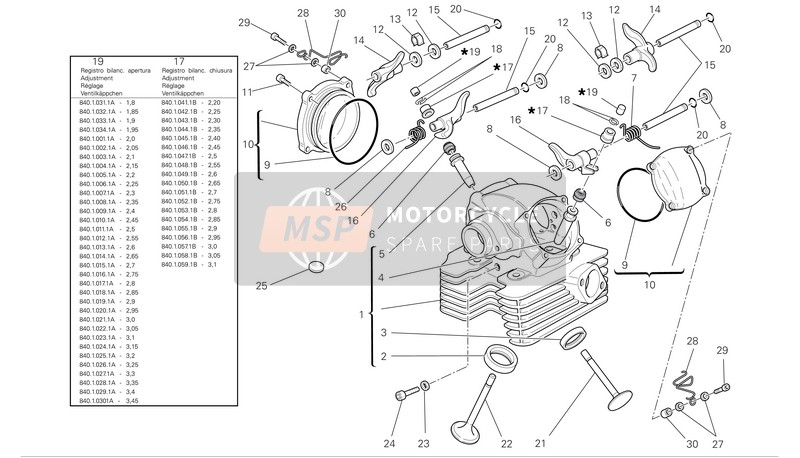 Ducati MULTISTRADA 1100 S Eu 2009 Verticale cilinderkop voor een 2009 Ducati MULTISTRADA 1100 S Eu