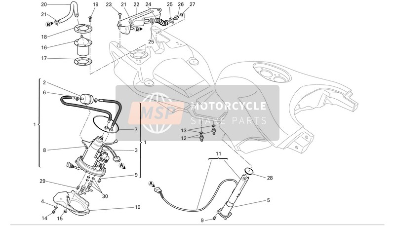 Ducati MULTISTRADA 1100 S Usa 2007 Kraftstoffsystem für ein 2007 Ducati MULTISTRADA 1100 S Usa