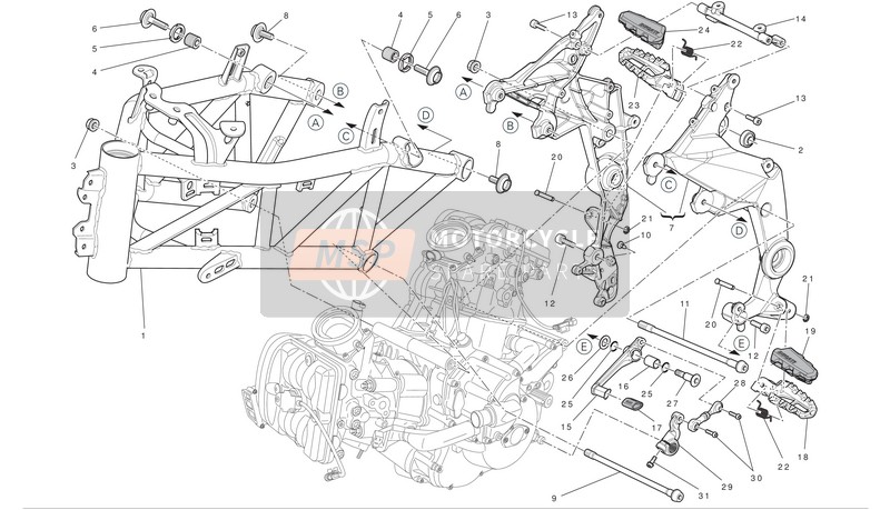 Ducati MULTISTRADA 1200 ABS Eu 2012 Frame for a 2012 Ducati MULTISTRADA 1200 ABS Eu