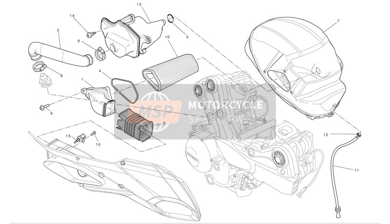 Ducati MULTISTRADA 1200 ABS Eu 2012 Toma de aire - Respiradero de aceite para un 2012 Ducati MULTISTRADA 1200 ABS Eu