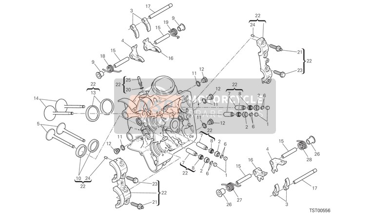 Ducati MULTISTRADA 1200 ABS Eu 2015 Horizontale cilinderkop voor een 2015 Ducati MULTISTRADA 1200 ABS Eu