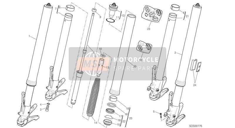 Ducati MULTISTRADA 1200 ABS Eu 2016 Front Fork for a 2016 Ducati MULTISTRADA 1200 ABS Eu