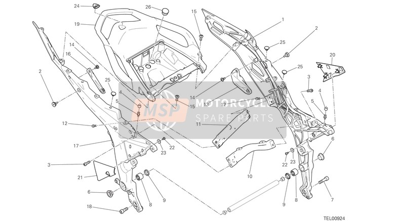 Ducati MULTISTRADA 1200 ABS Eu 2016 Rear Frame Compartment for a 2016 Ducati MULTISTRADA 1200 ABS Eu