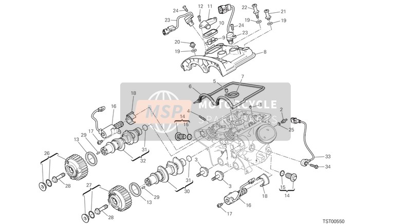 Ducati MULTISTRADA 1200 ABS Eu 2016 Cabeza de cilindro vertical para un 2016 Ducati MULTISTRADA 1200 ABS Eu