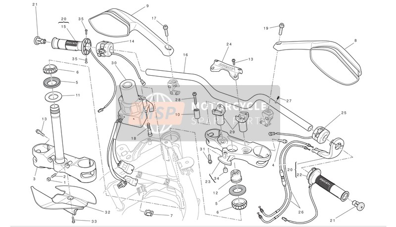 36110081A, Rechtsaf Handvatverwarming, Ducati, 0