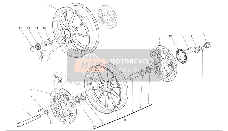 Ducati MULTISTRADA 1200 ABS TOURING Eu 2011 Front And Rear Wheels for a 2011 Ducati MULTISTRADA 1200 ABS TOURING Eu