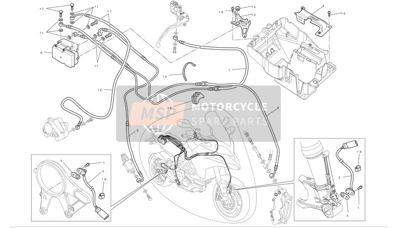 Ducati MULTISTRADA 1200 ABS TOURING Usa 2011 Anti-Sistema para romper cerraduras (abs) para un 2011 Ducati MULTISTRADA 1200 ABS TOURING Usa