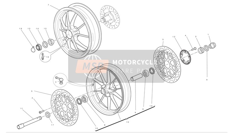 Ducati MULTISTRADA 1200 ABS TOURING Usa 2011 Front And Rear Wheels for a 2011 Ducati MULTISTRADA 1200 ABS TOURING Usa