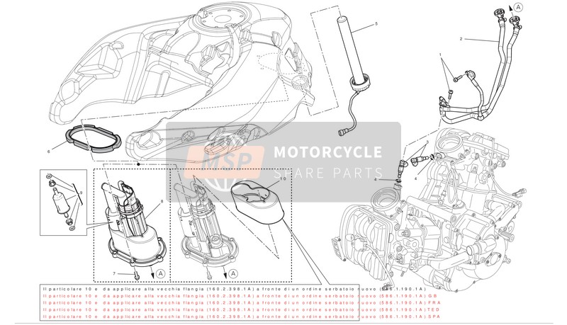 Ducati MULTISTRADA 1200 ABS Usa 2012 Kraftstoffsystem für ein 2012 Ducati MULTISTRADA 1200 ABS Usa