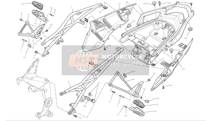Ducati MULTISTRADA 1200 ABS Usa 2012 Subframe achter voor een 2012 Ducati MULTISTRADA 1200 ABS Usa