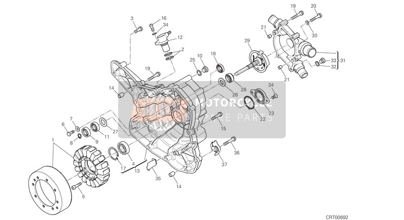 Ducati MULTISTRADA 1200 ABS Usa 2015 Generator Cover for a 2015 Ducati MULTISTRADA 1200 ABS Usa