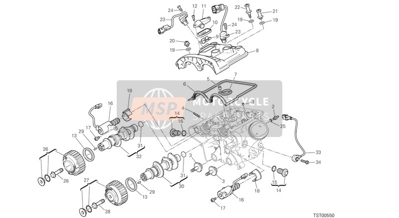 Ducati MULTISTRADA 1200 ABS Usa 2015 Vertical Cylinder Head for a 2015 Ducati MULTISTRADA 1200 ABS Usa