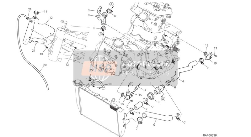 Ducati MULTISTRADA 1200 ABS Usa 2017 KÜHLKREISLAUF für ein 2017 Ducati MULTISTRADA 1200 ABS Usa