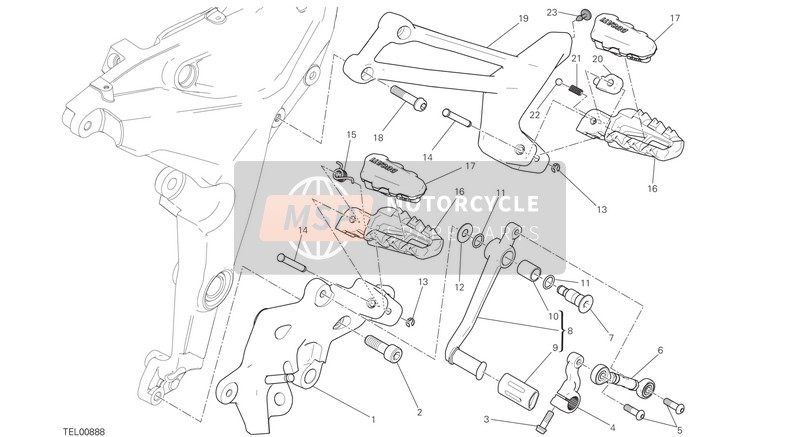 Ducati MULTISTRADA 1200 ABS Usa 2017 Reposapiés, Izquierda para un 2017 Ducati MULTISTRADA 1200 ABS Usa