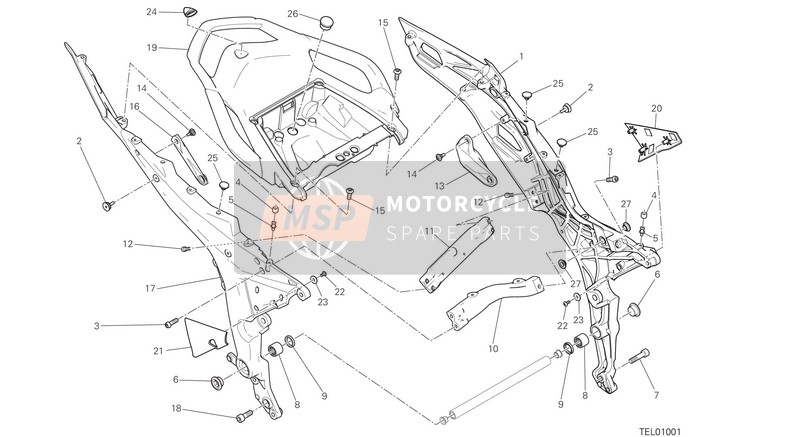 Ducati MULTISTRADA 1200 ABS Usa 2017 Vano telaio posteriore per un 2017 Ducati MULTISTRADA 1200 ABS Usa