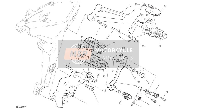 Ducati MULTISTRADA 1200 ENDURO EU 2017 Repose-pieds, La gauche pour un 2017 Ducati MULTISTRADA 1200 ENDURO EU