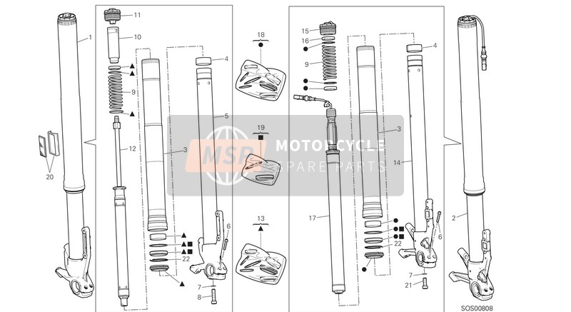 Ducati MULTISTRADA 1200 ENDURO EU 2017 Front Fork for a 2017 Ducati MULTISTRADA 1200 ENDURO EU