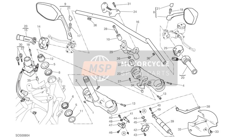 Ducati MULTISTRADA 1200 ENDURO EU 2017 Guidon pour un 2017 Ducati MULTISTRADA 1200 ENDURO EU