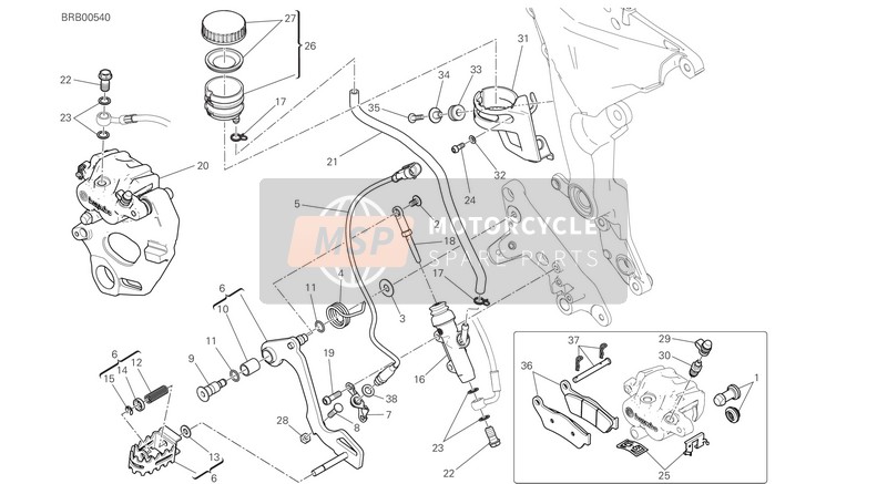 Ducati MULTISTRADA 1200 ENDURO USA 2017 Hintere Bremsanlage für ein 2017 Ducati MULTISTRADA 1200 ENDURO USA