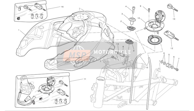 Ducati MULTISTRADA 1200 Eu 2011 Depósito de combustible para un 2011 Ducati MULTISTRADA 1200 Eu